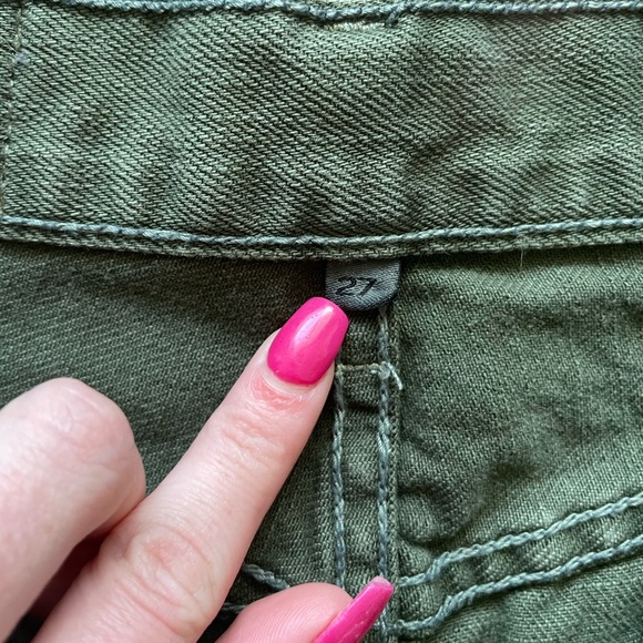 CARMAR LF Army Green High-Waisted Jean Shorts w/ Gold Zippers - Sz 27 - Picture 7 of 8